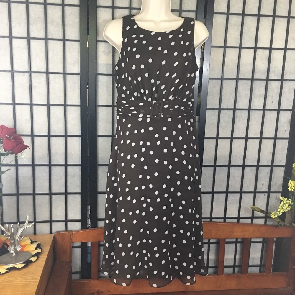 MSK brown dotted scoop halter  dress size 4